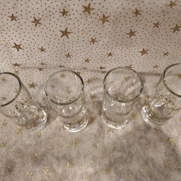 (4) BAILEYS Irish Cream Hvy Base Gold Dot Confetti Shot Glasses w/Etched BB Logo - Picture 2 of 4